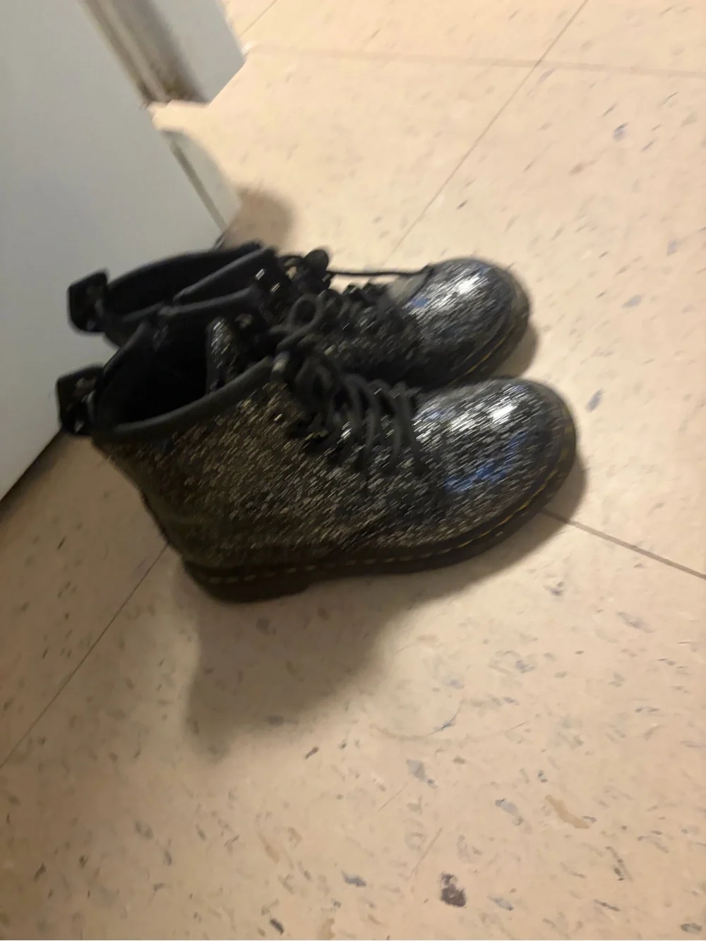 Kids Black Glitter Lace-Up Boots Dr. Martens sz. 11